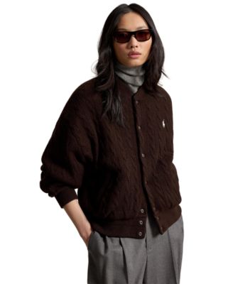 Women's Cable-Knit Logo Button Jacket