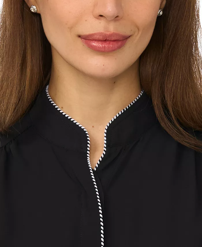 Women's Pearce Puff-Sleeve Open Collar Top - thumbnail 6