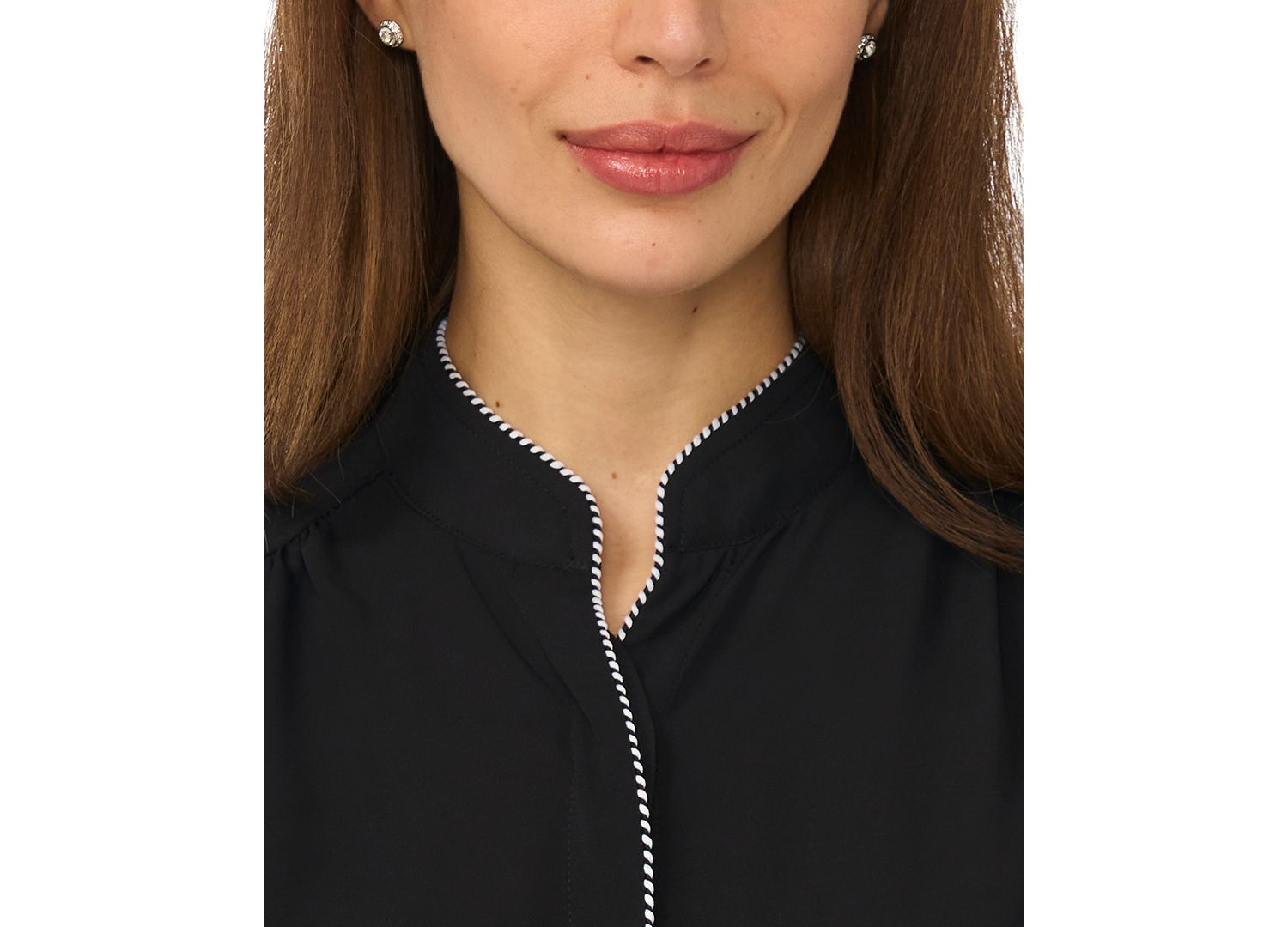 Women's Pearce Puff-Sleeve Open Collar Top