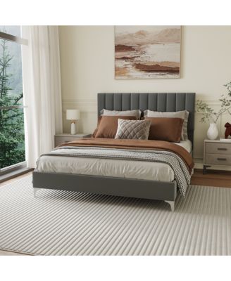 Modern Soft Upholstered Platform Bed Frame, Adjustable Headboard , Sturdy Wooden Slats, No Box Spring Needed, Easy Assembly, Bedroom Furniture