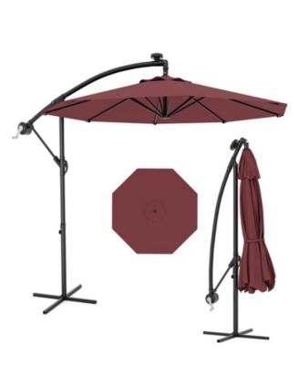 10Feet Cantilever Patio Umbrella With Cross Base, Adjustable Tilt, Fade-Resistant Canopy For Deck, Pool, Garden And Backyard