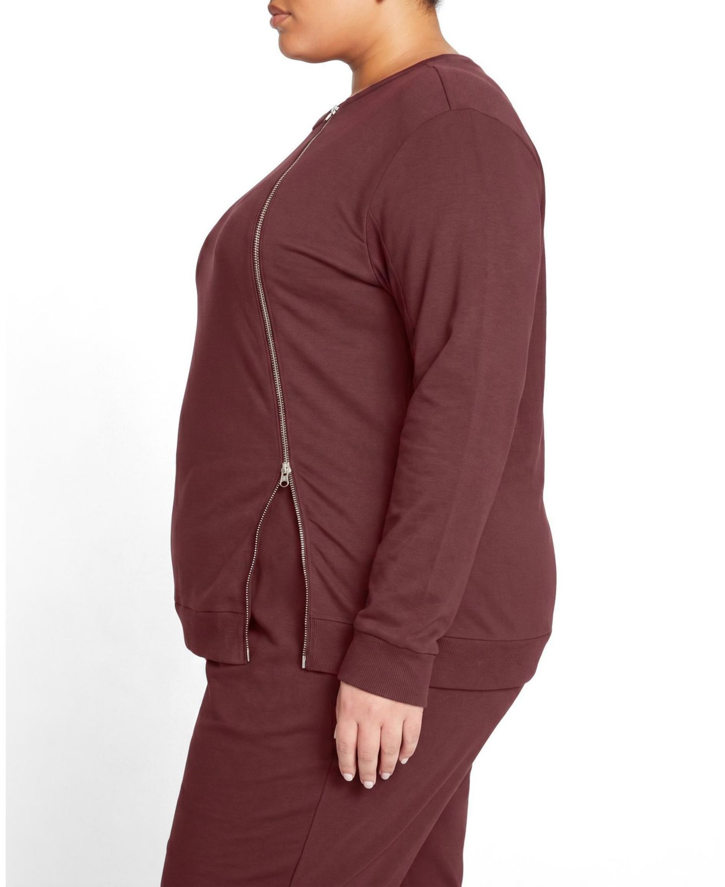 Женский свитшот Universal Standard Plus Size Meridien Zip, цвет: Чёрный вишнёвый — фото 3