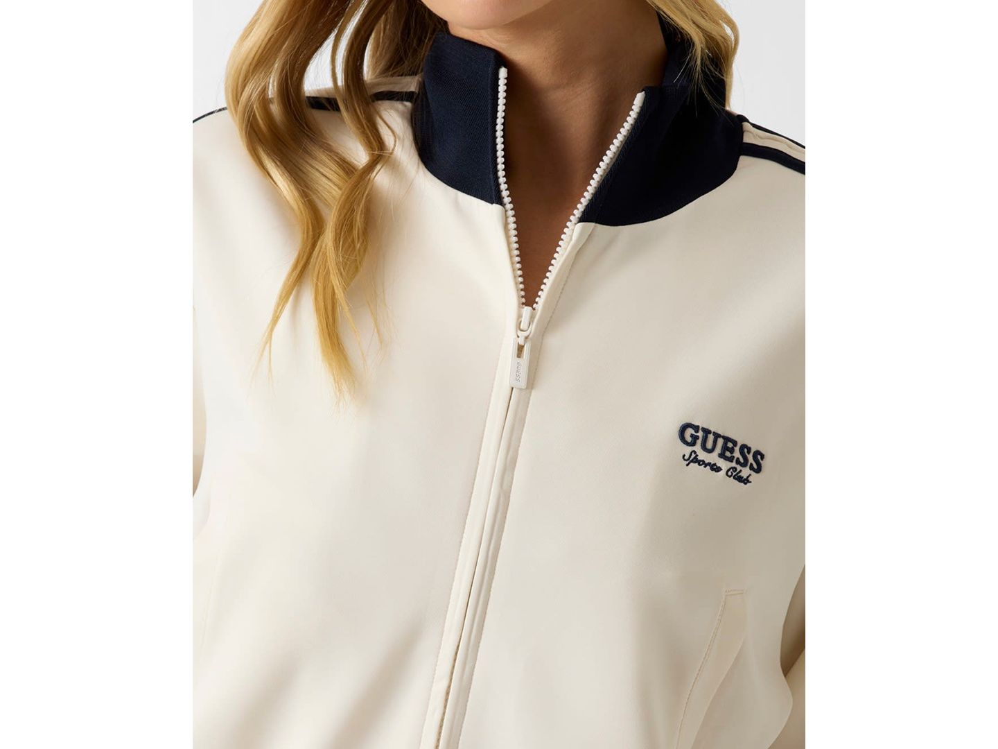 Женские толстовки GUESS Hoshi Full-Zip Cropped Sweatshirt, цвет: Белый — фото 3