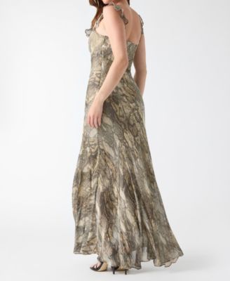 guess long floral print dress Guess Alyssa Floral Print Long Sleeve Maxi Dress in Red