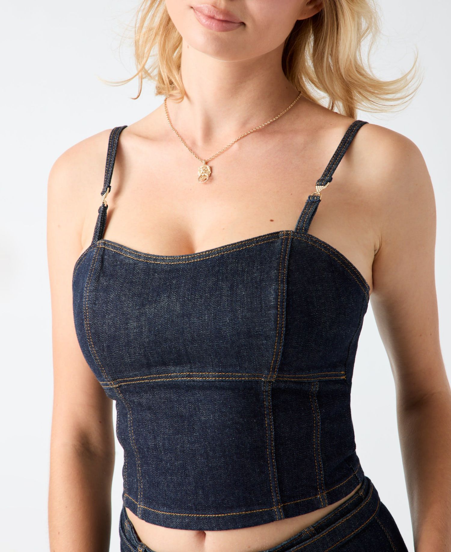 Women's Zelda Denim Cropped Bustier Top