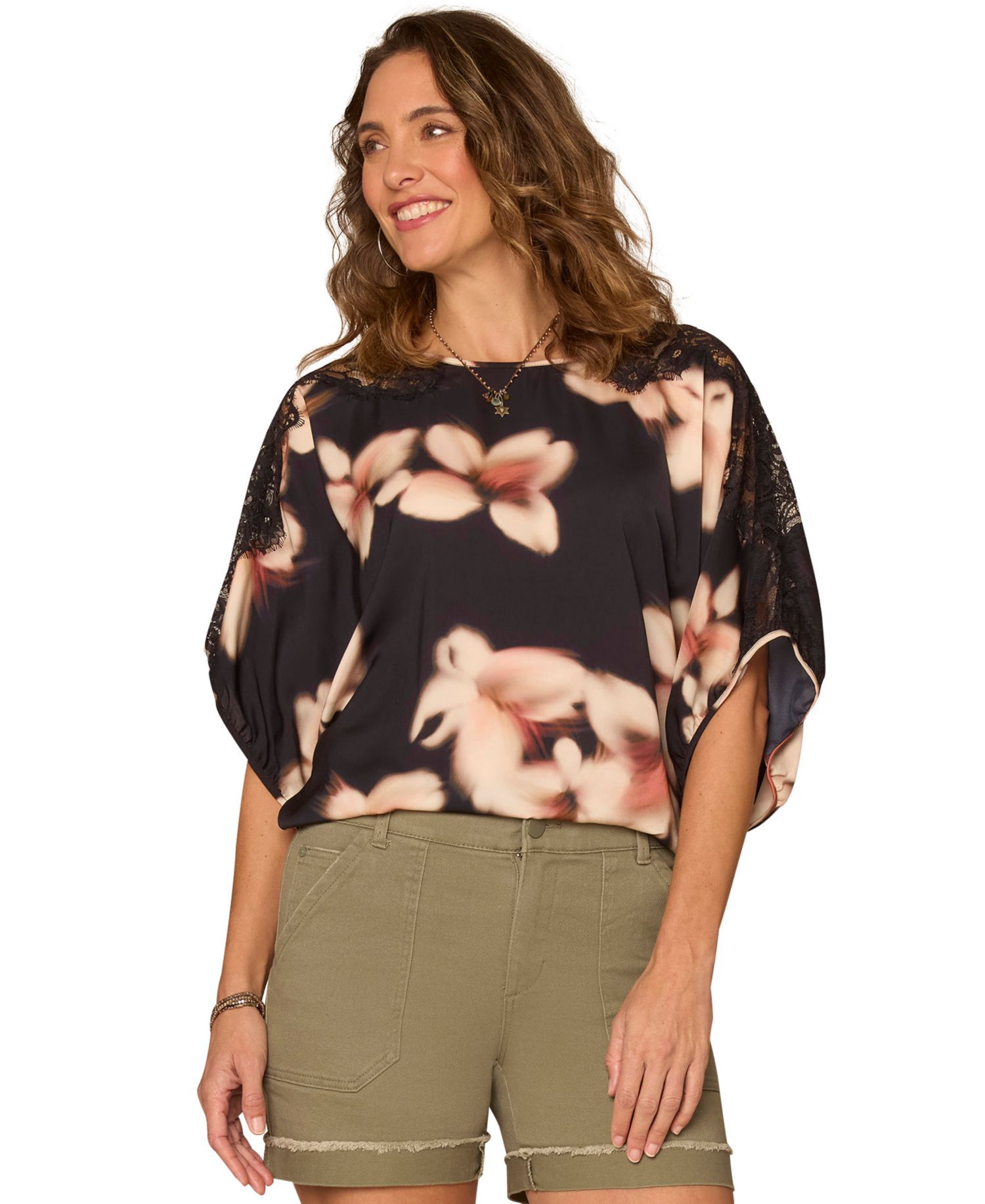 Petite Floral Print Pull-On Top