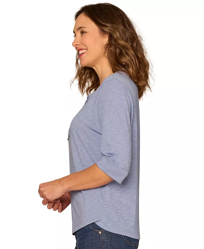 Petite Henley Neck Pull-On Knit Top - thumbnail 5