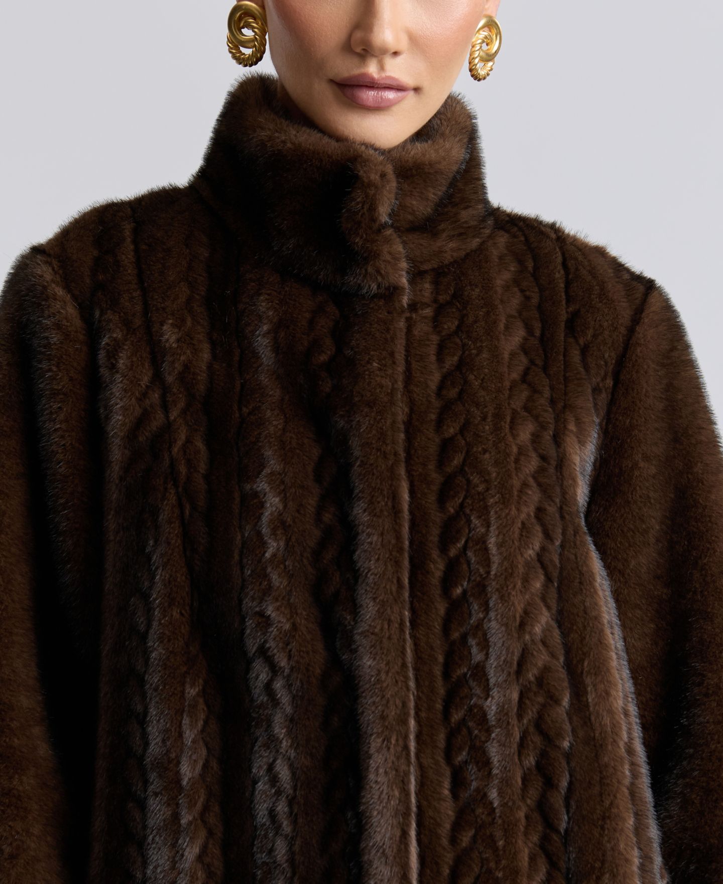 Женское пальто Avec Les Filles Maxi Braided Faux Fur, цвет: Чёрный — фото 6