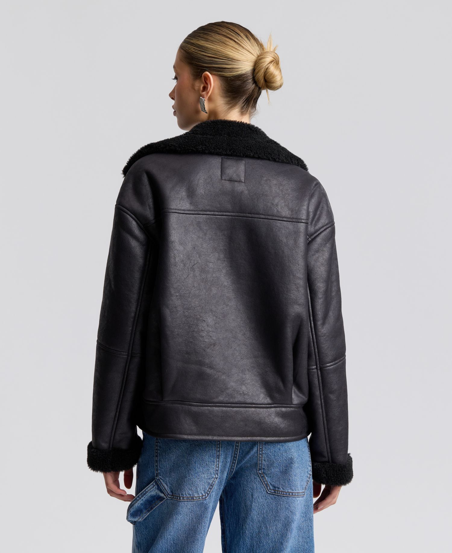 Women's Collared Faux Shearling Coat