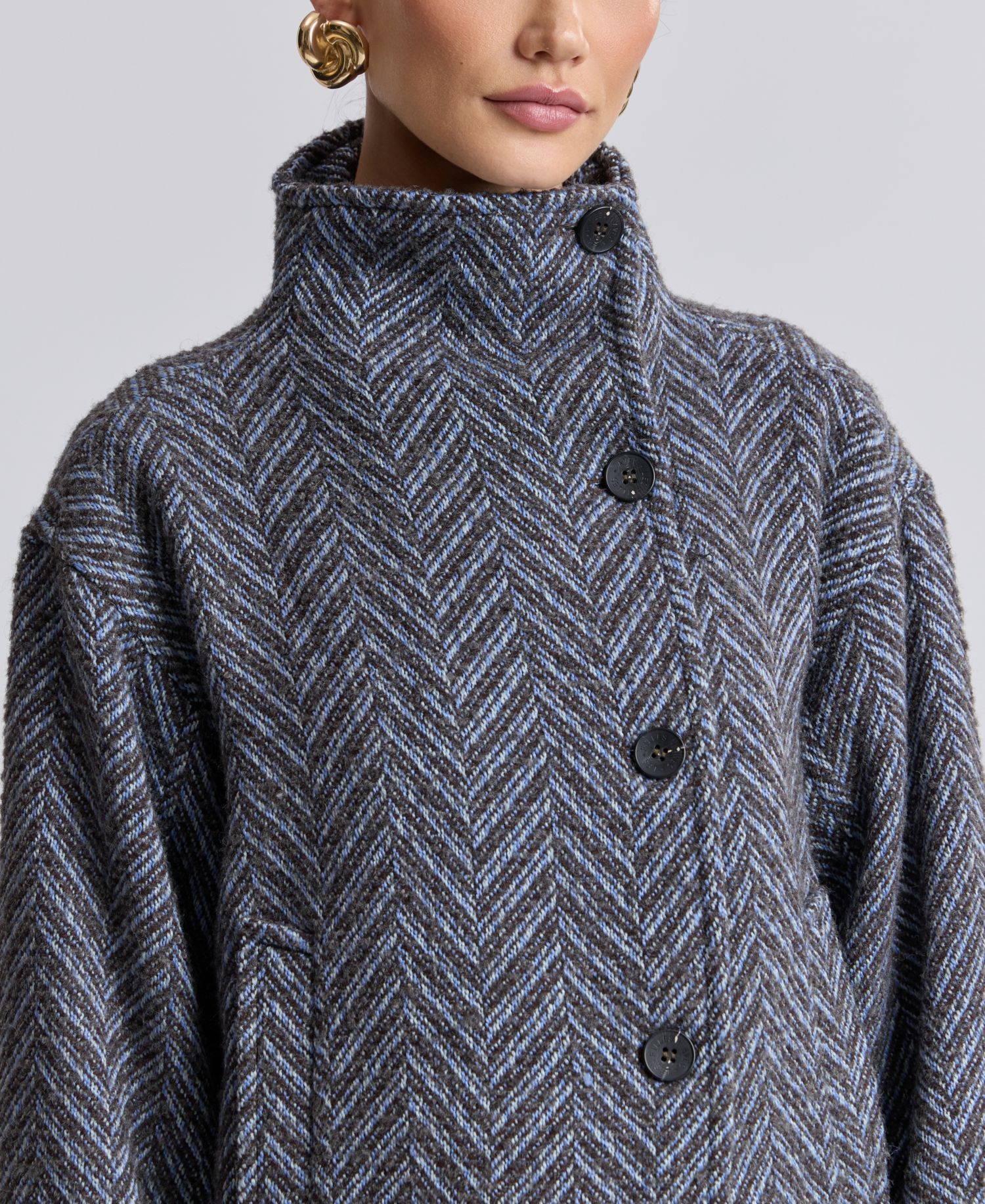 Women's Short Funnel Neck Wool Coat