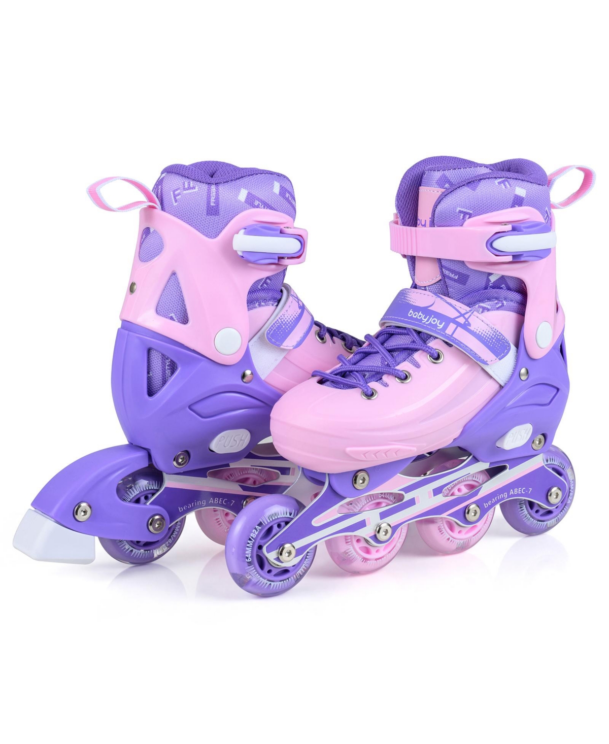 Costway Kids Inline Skates, Adjustable Light-Up Roller Skates with Illuminating Wheels - Purple
