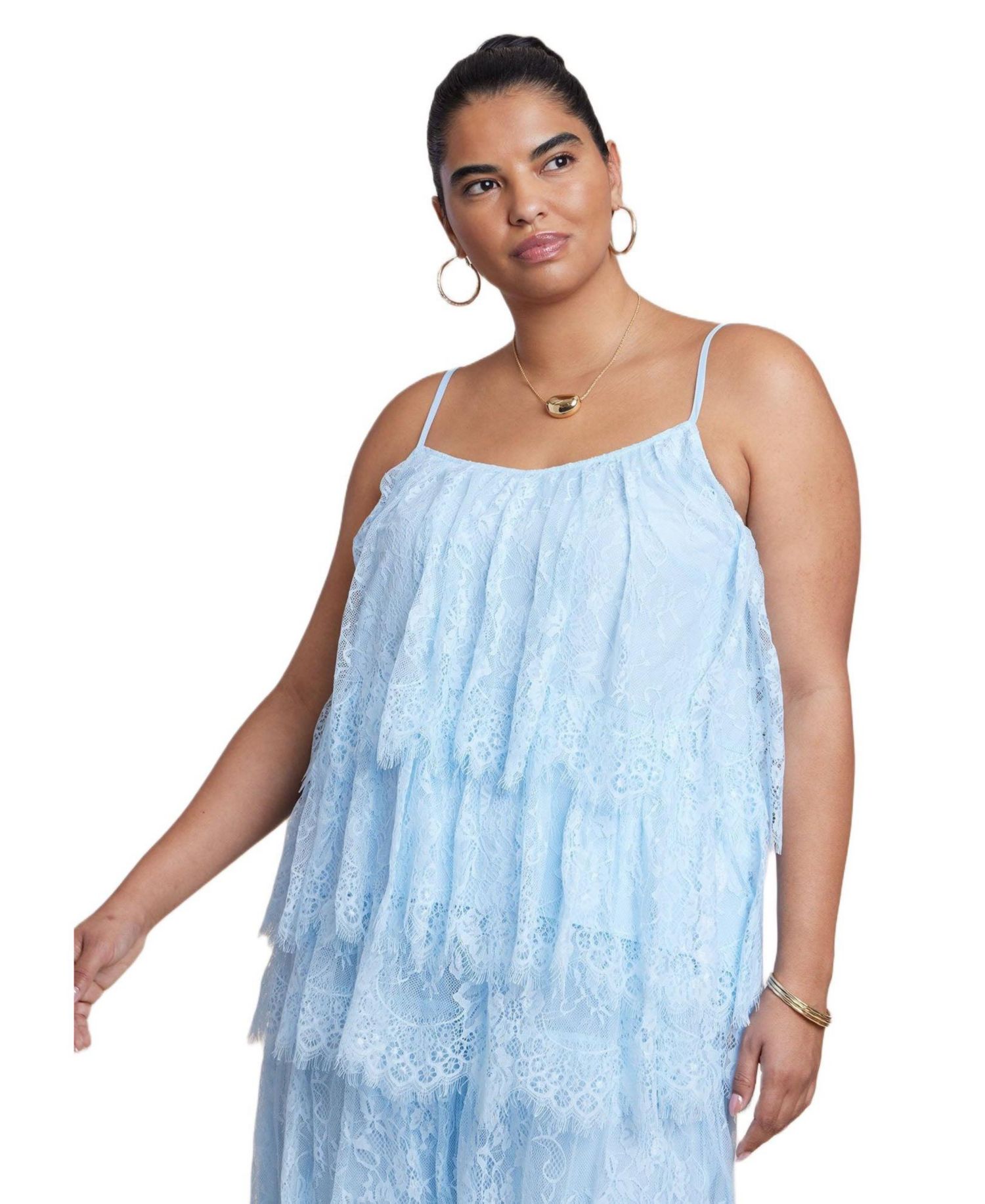 Plus Size Asym Lace Babydoll Women's Top