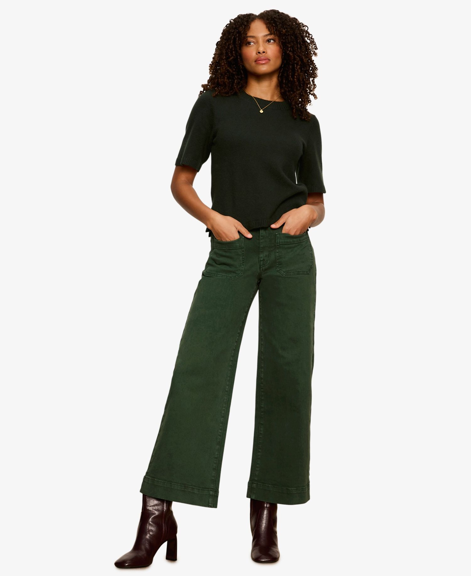 Petite Short-Sleeve Crewneck Sweater