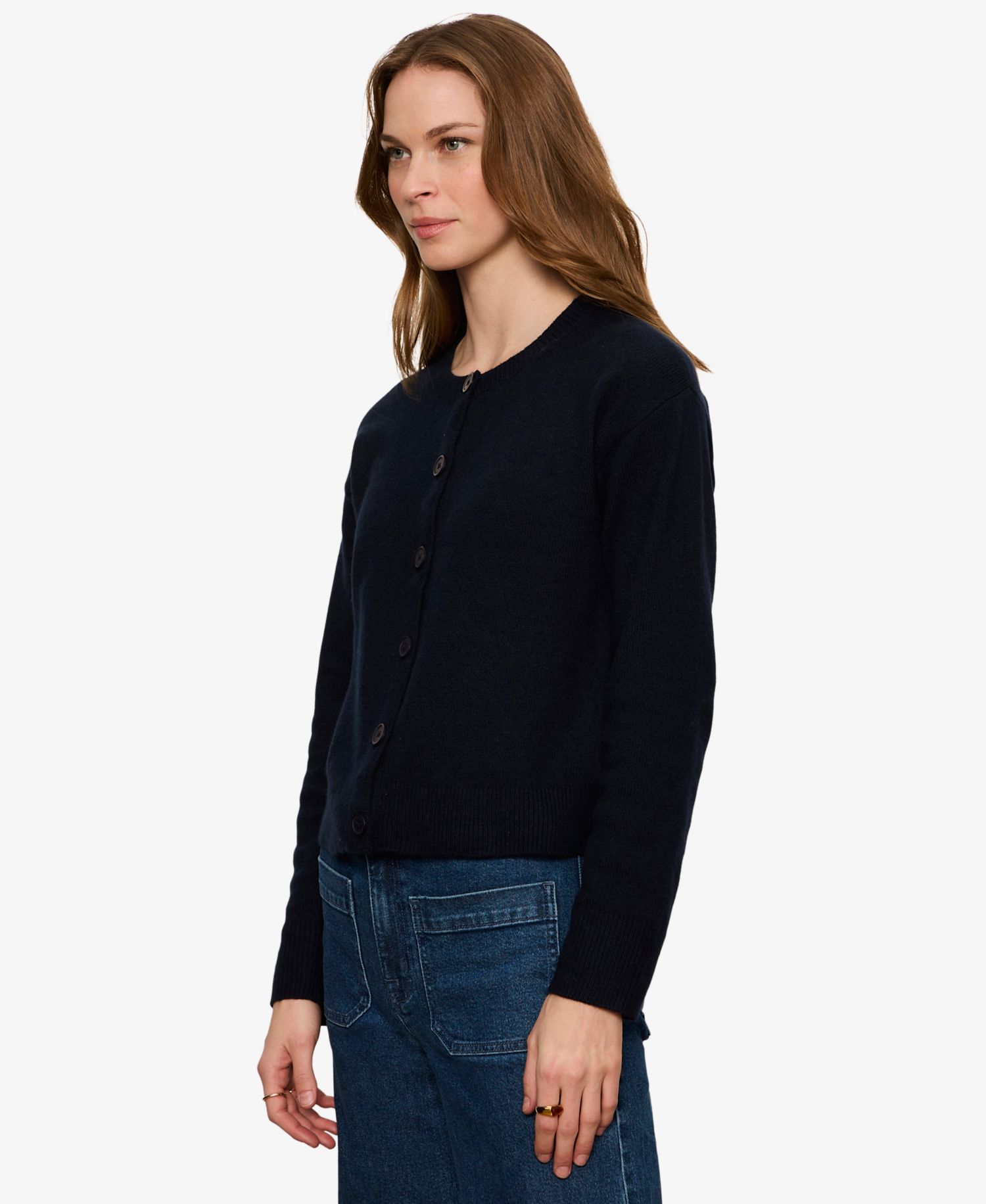 Petite Semi-Cropped Crewneck Sweater