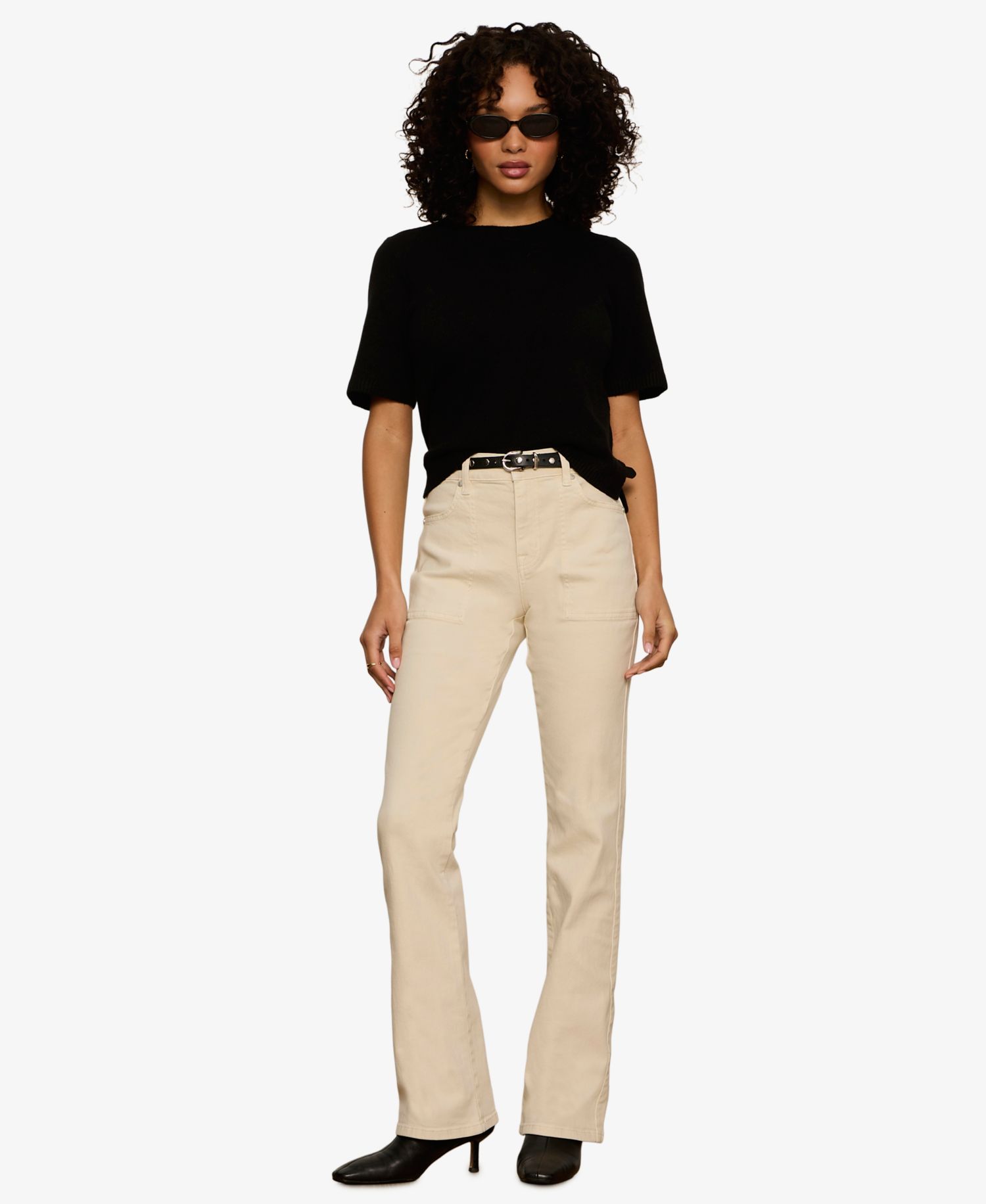 Petite Short-Sleeve Crewneck Sweater