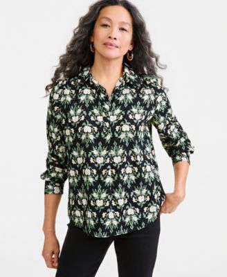 Petite Floral-Jacquard Top