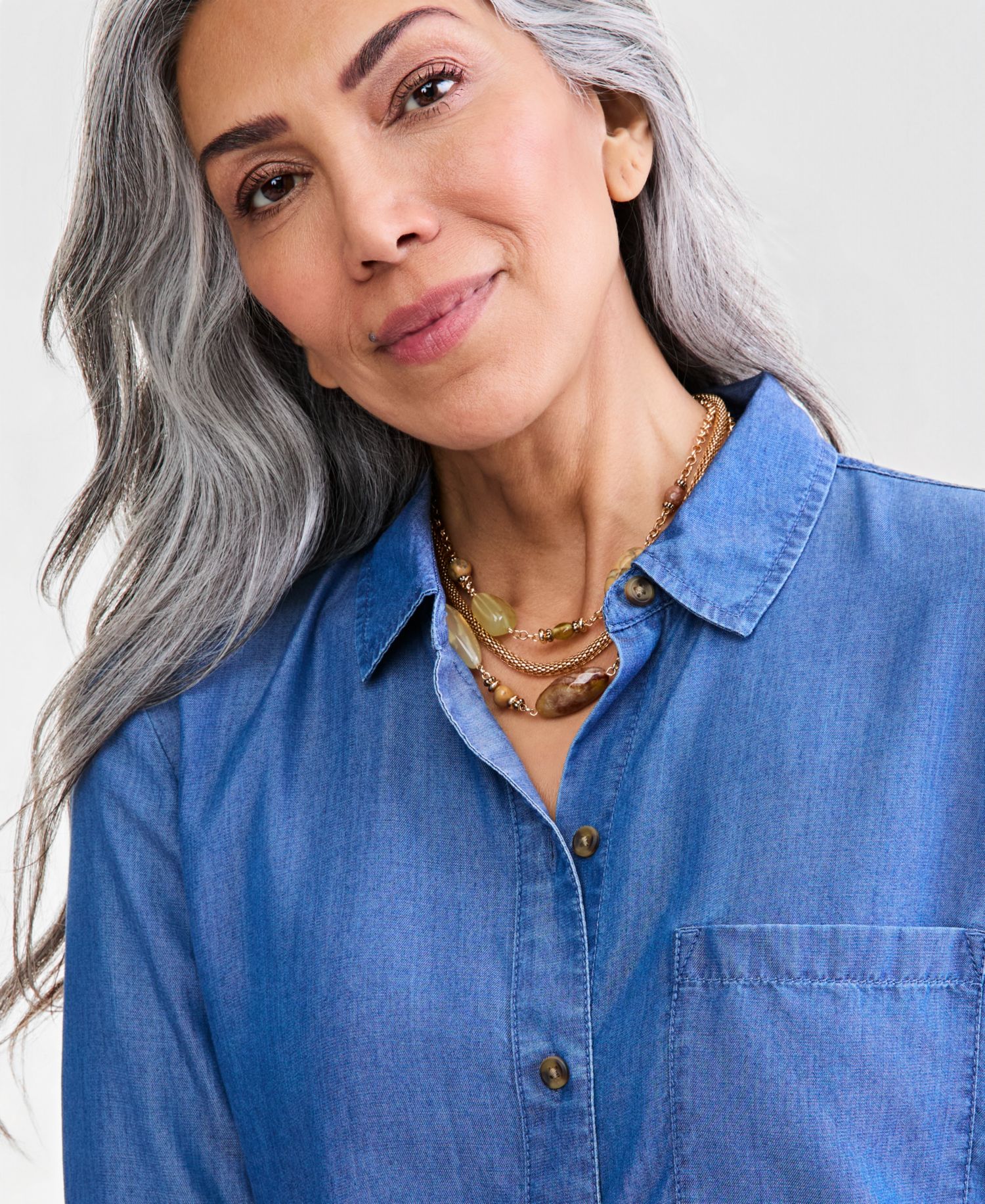 Petite Perfect Long-Sleeve Button-Up Tencel Lyocell Shirt