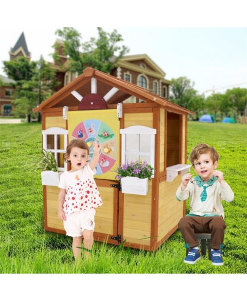 Детская игрушка YOBTOP Wooden Outdoor Cottage Playhouse with Working Doors and Windows, Ages 3-8