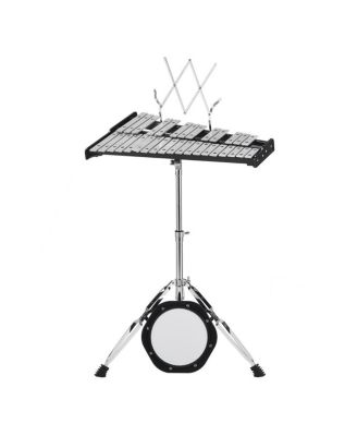 32 Note Glockenspiel Xylophone - Professional Percussion Kit with Mallets, Drum Sticks, Music Stand, Practice Pad, Carrying Bag