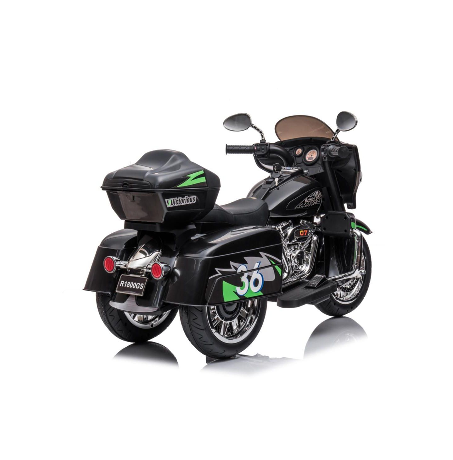 Детская игрушка YOBTOP Kids Ride On Motorcycle 12V with LED Lights, Wireless Music & Storage Trunk, 3–6 лет, цвет: Чёрный — фото 7