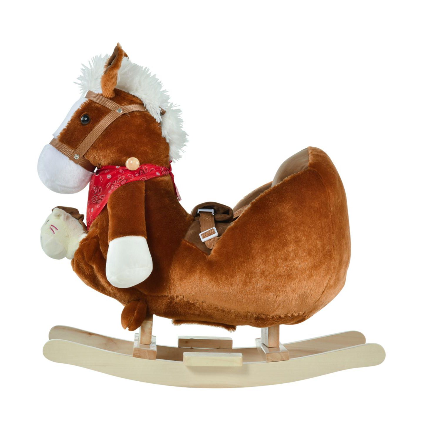Детская мягкая игрушка YOBTOP Kids Ride-On Rocking Horse - Plush Rocker Toy with Lullaby Song, Hand Puppets, Soft Fabric for Children 18-36 Months — фото 8