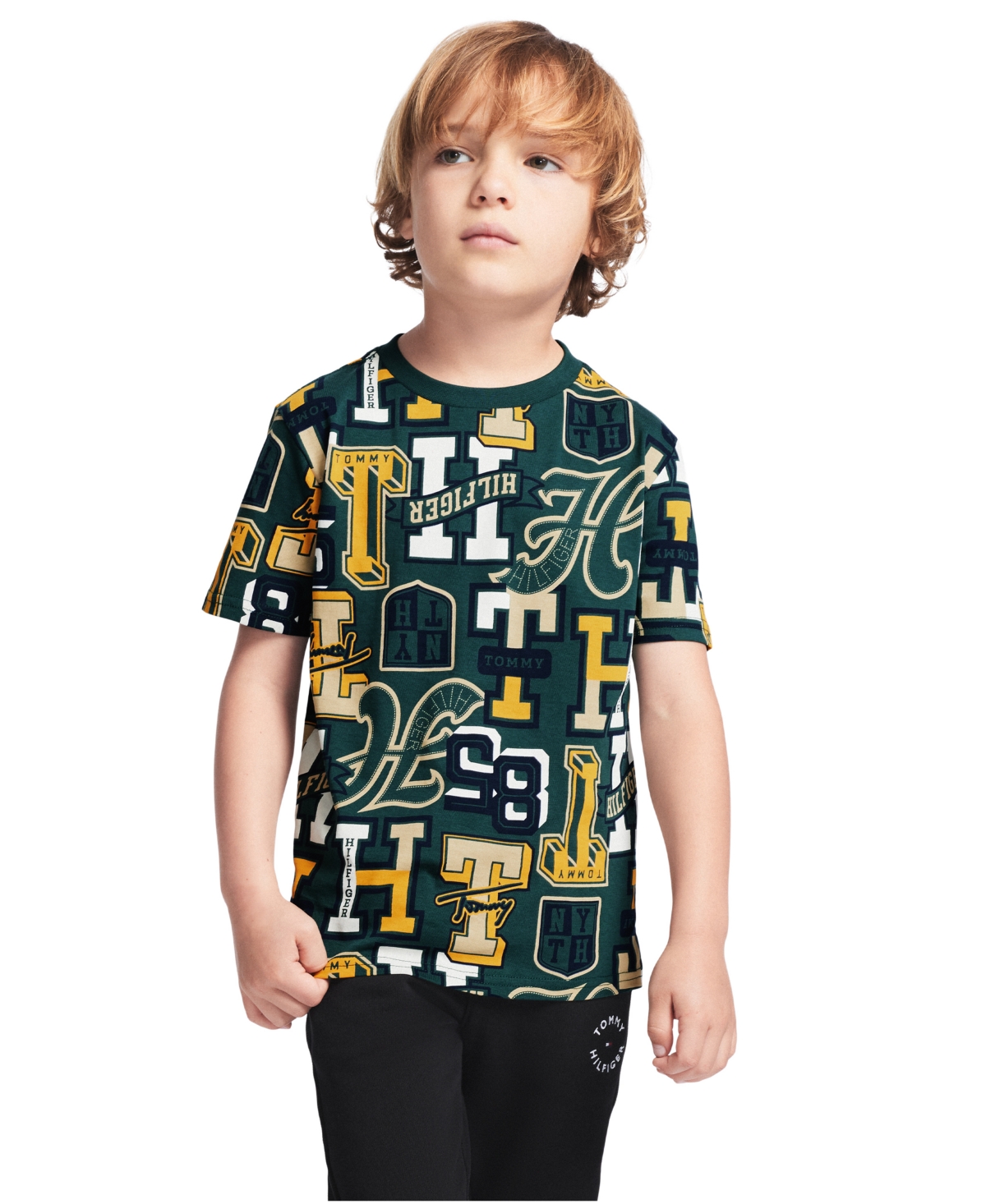 Tommy Hilfiger Boys' 2T-7 Varsity Print Short-Sleeve T-Shirt - June Bug
