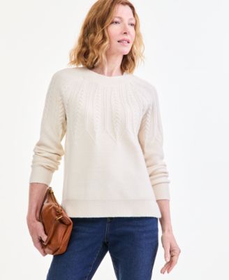 Petite Relaxed-Fit Parachute Cable Crew Sweater
