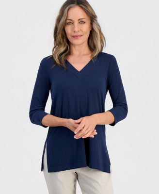 Petite 3/4-Sleeve V-Neck Tunic