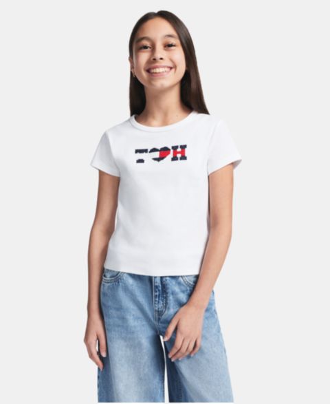 Футболка Tommy Hilfiger Embroidered Short-Sleeve для девочек, цвет: Белый
