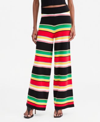 Women's Striped High-Waist Wide-Leg Pants
