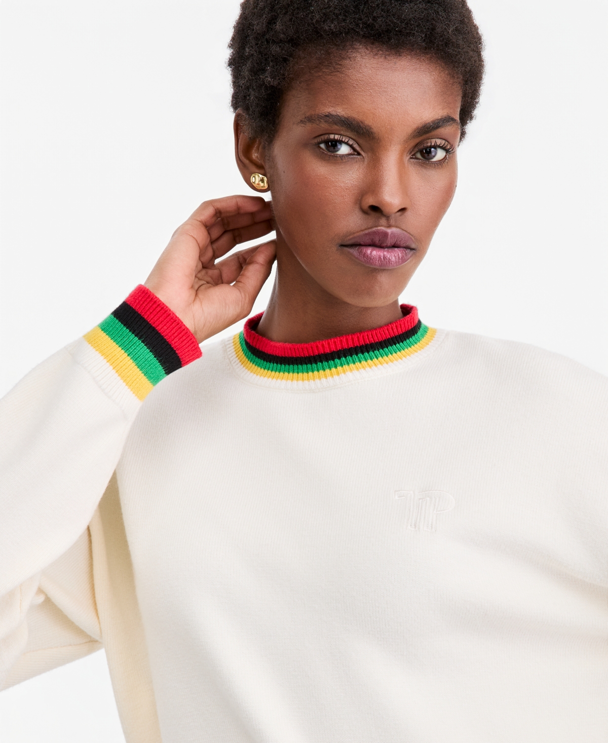 Theophilio X Macy's Women's Striped-Trim Crewneck Long-Sleeve Sweater, Exclusive