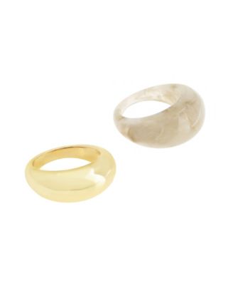 Cream Boho Chunky Resin Duo Ring Set