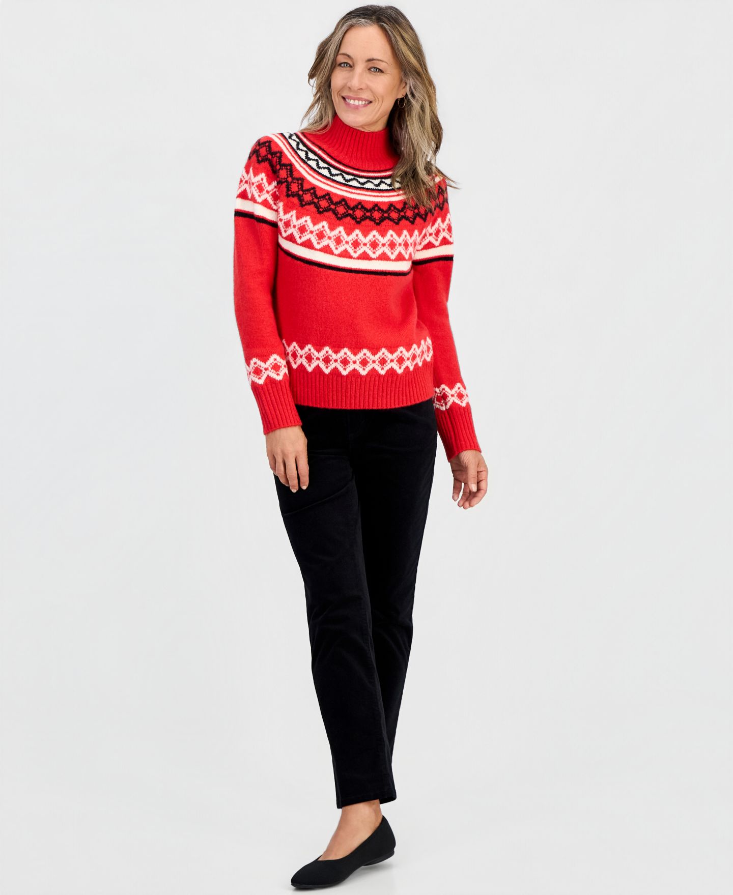 Женский свитер Style & Co Petite Fair Isle Mockneck, цвет: Комбинированный — фото 4