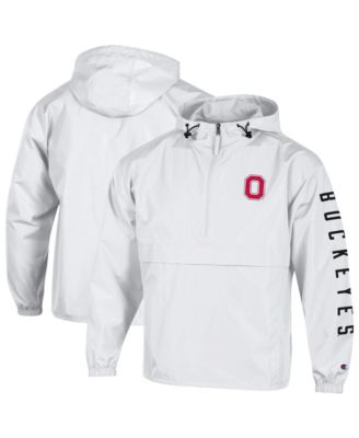 Men's White Ohio State Buckeyes Cloud Packable Half-Zip Hooded Jacket