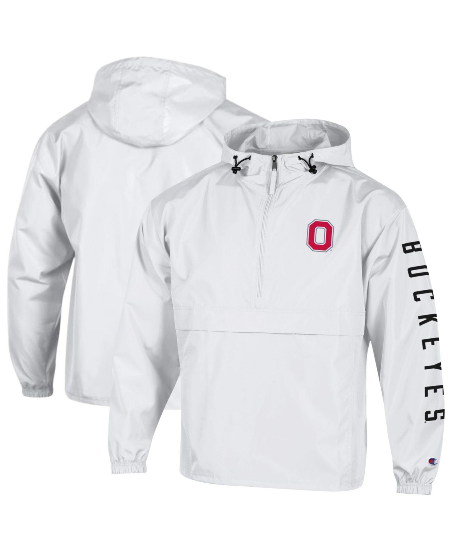 Men's White Ohio State Buckeyes Cloud Packable Half-Zip Hooded Jacket