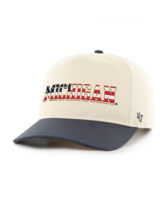 Men's Natural/Navy Michigan Wolverines Americana Flag Hitch Adjustable Hat