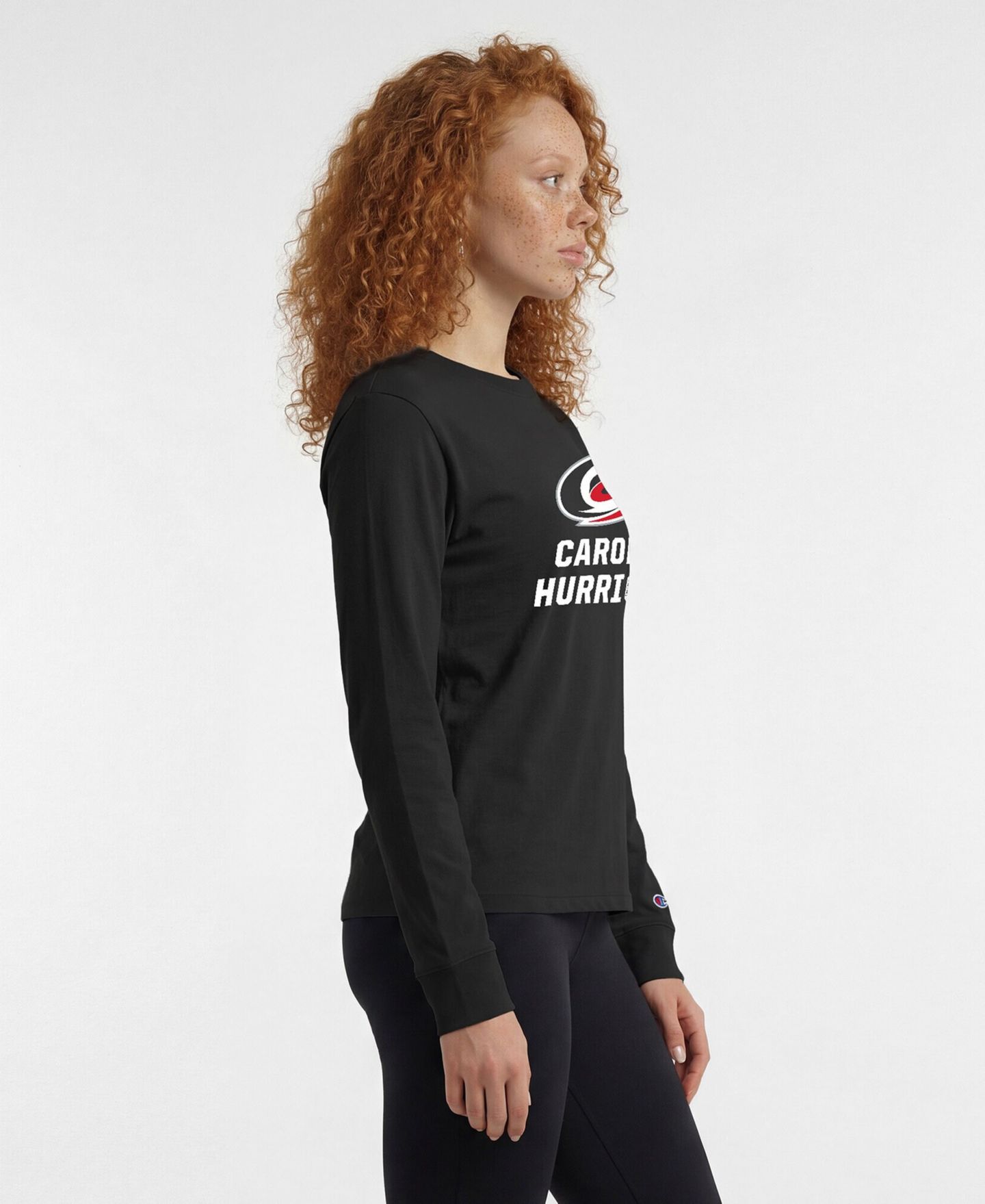 Женская футболка Champion Black Carolina Hurricanes Wordmark Lockup Long Sleeve — фото 3
