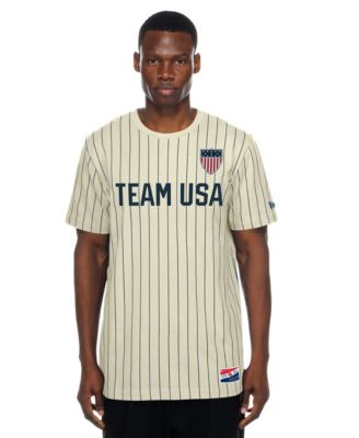 Men's Cream Mesh Back Pinstripe T-Shirt