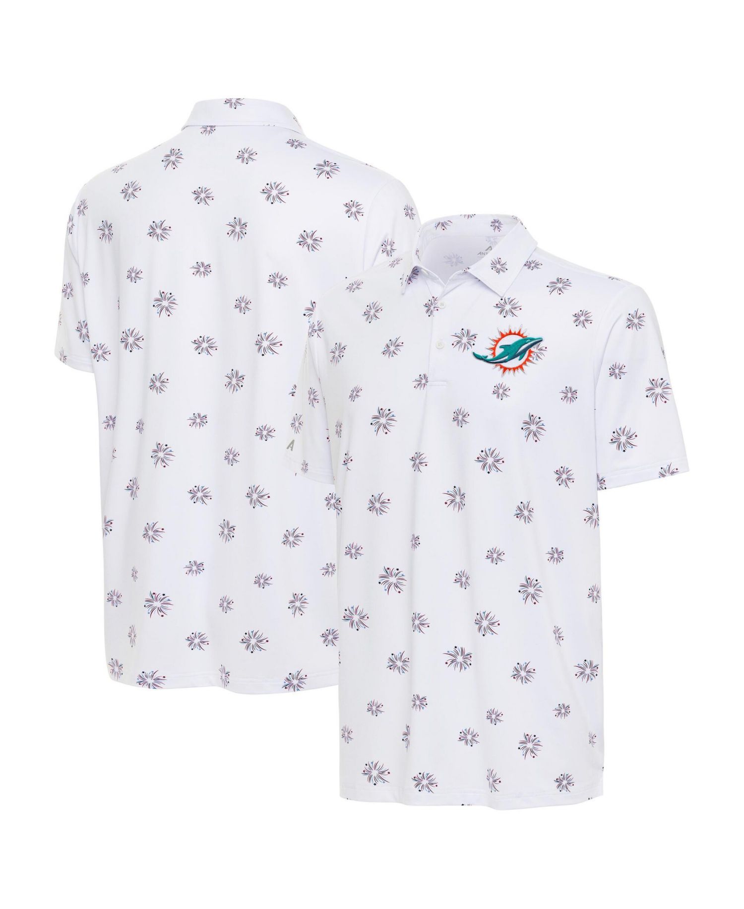 Men's White Miami Dolphins Fireworks Polo Shirt