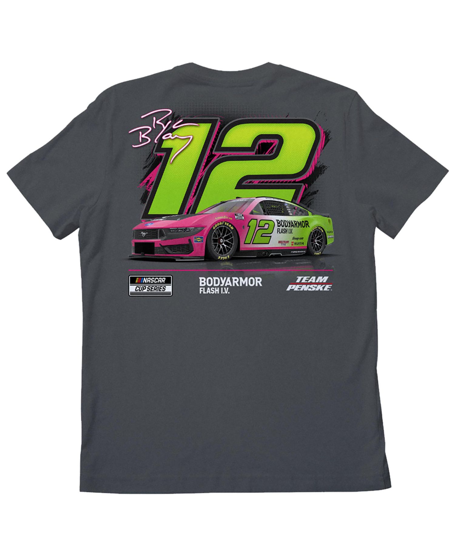 Men's Charcoal Ryan Blaney 12 Body Armor Flash IV T-Shirt