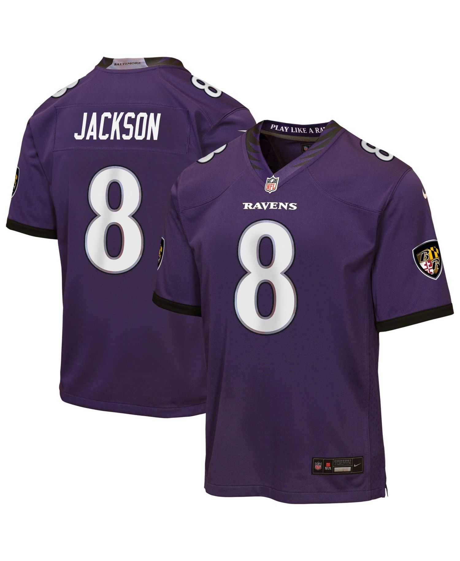 Big Boys and Girls Lamar Jackson Purple Baltimore Ravens Team Game Jersey