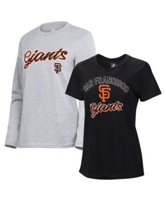 Women's Black/Heather Gray San Francisco Giants Short-Sleeve and Long-Sleeve T-Shirt Combo Pack
