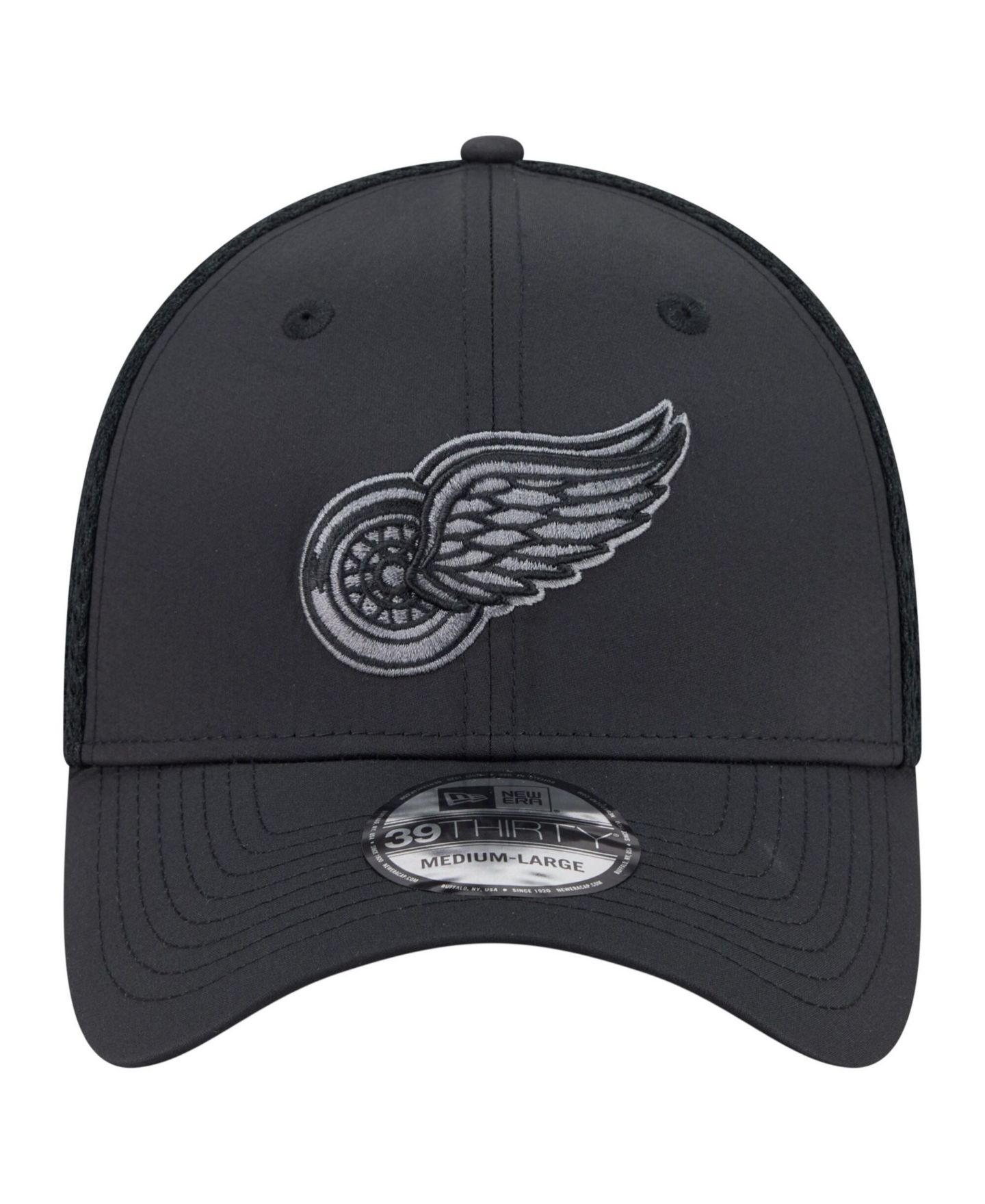 Мужской головной убор New Era Black Detroit Red Wings Blackout 39THIRTY Flex Fit Hat — фото 2
