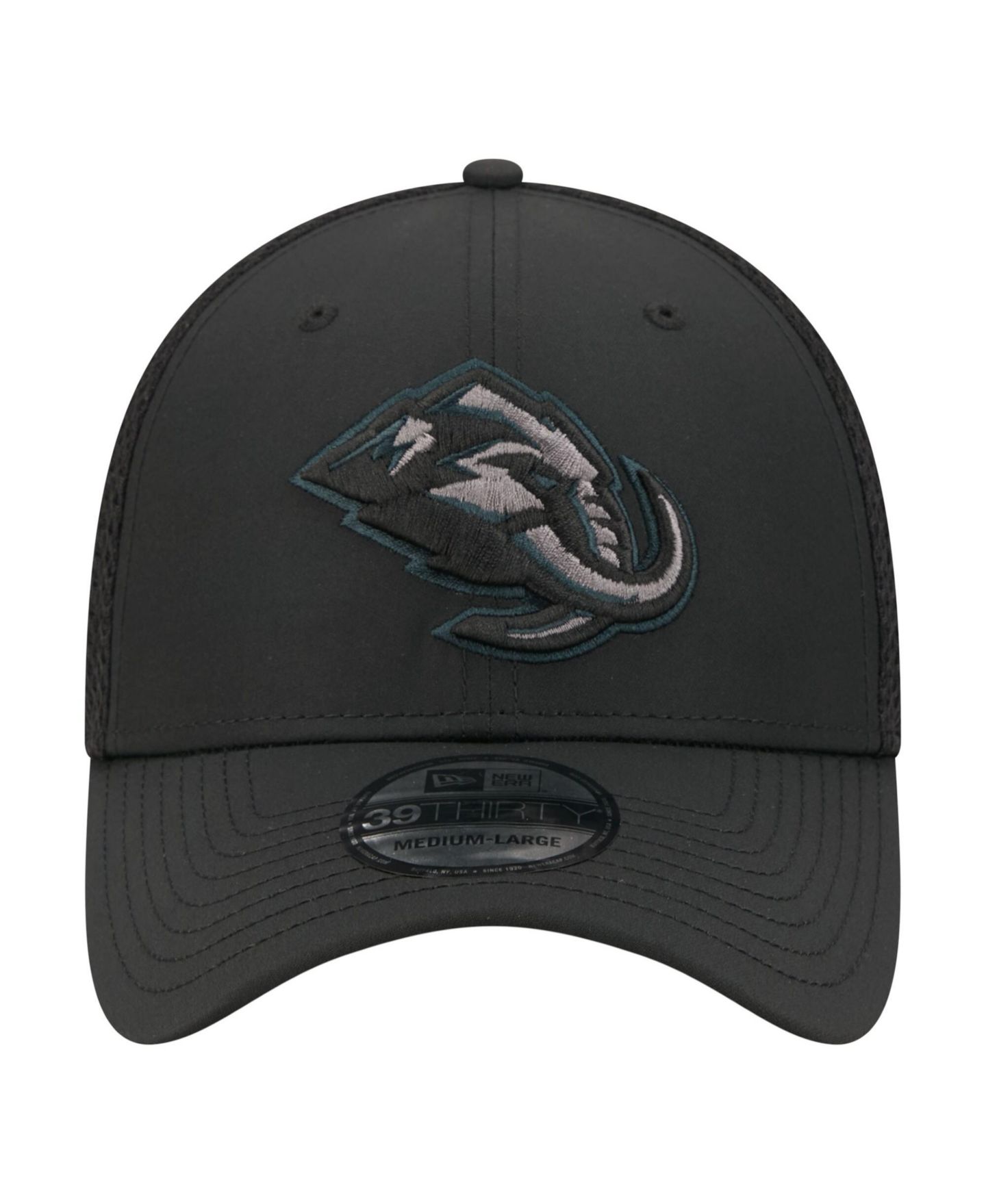 Мужской головной убор New Era Black Utah Mammoth Blackout 39THIRTY Flex Fit Hat — фото 2