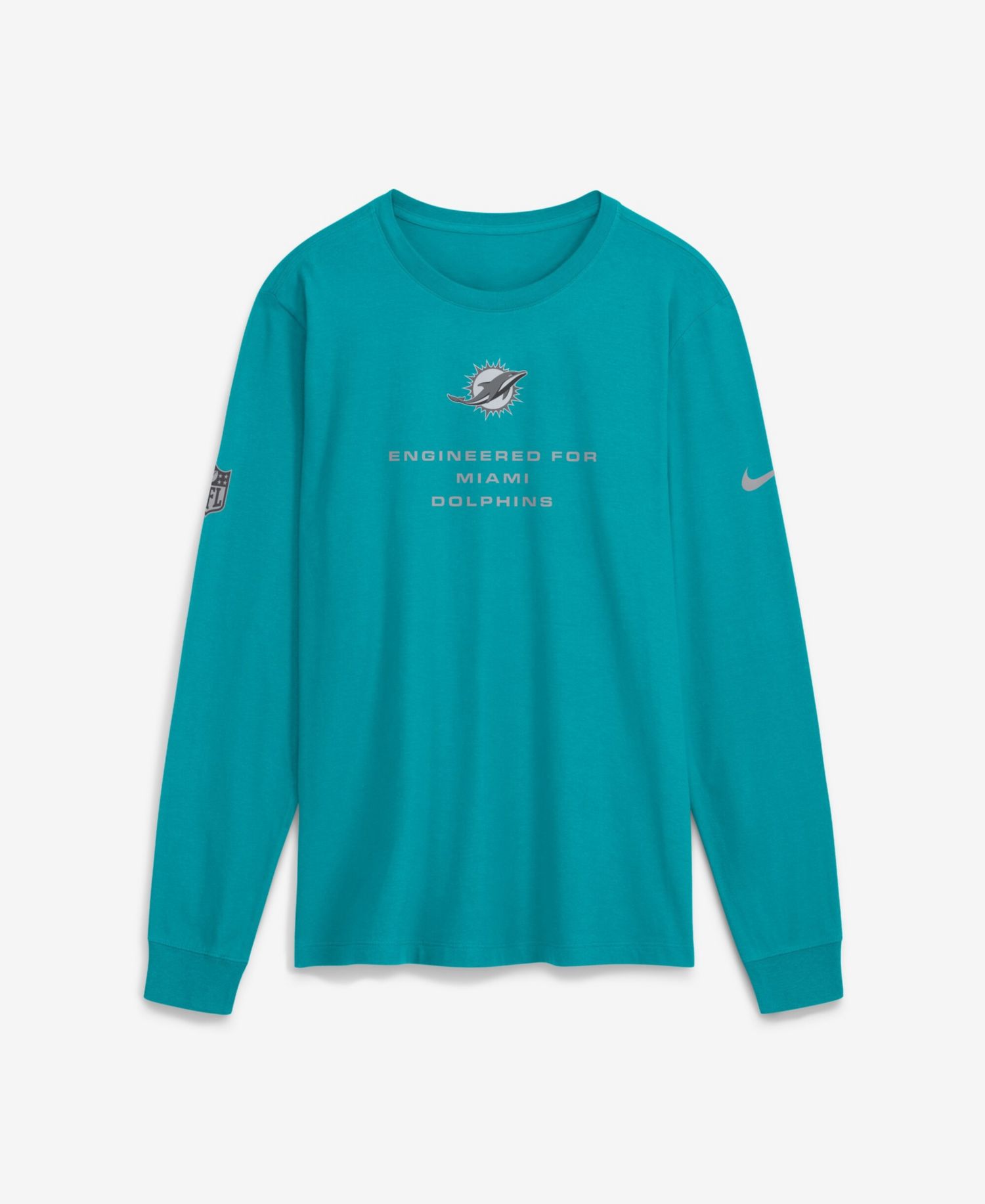 Men's Aqua Miami Dolphins Sideline Bold Arch Star Dri-FIT Long Sleeve T-Shirt