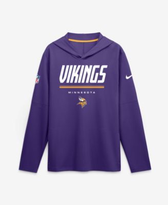 Men's Purple Minnesota Vikings Sideline Lightweight Long Sleeve Hooded Dri-FIT T-Shirt
