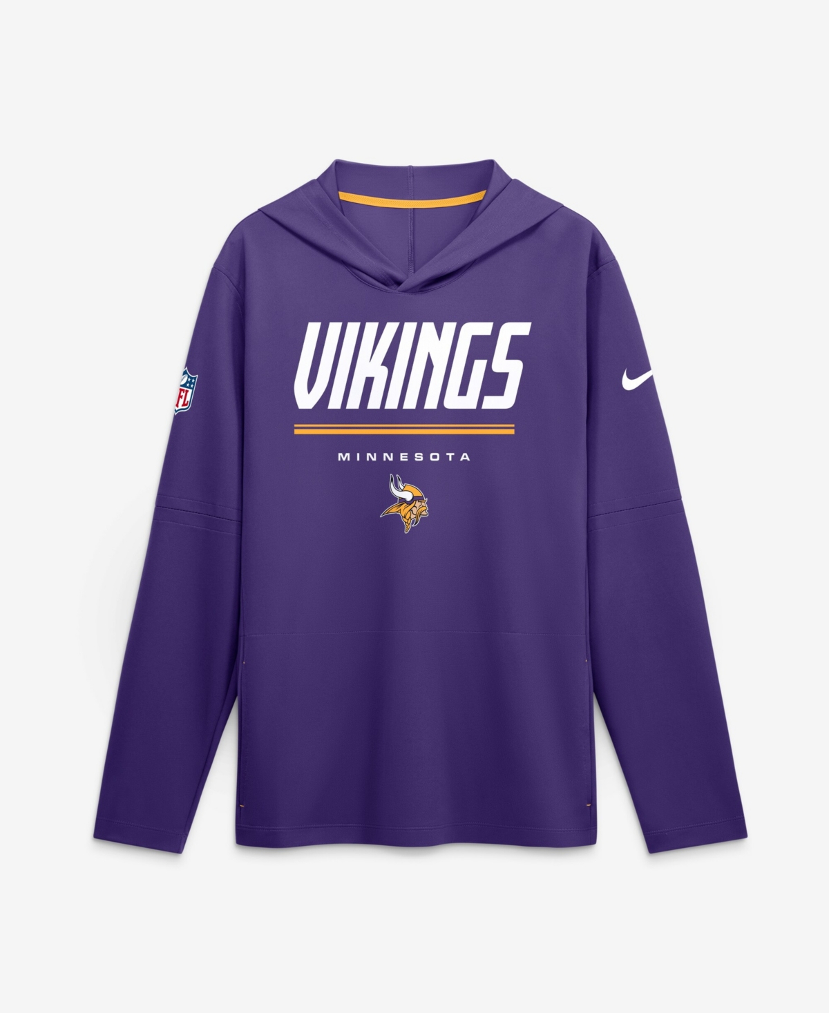 Nike Men's Purple Minnesota Vikings Sideline Lightweight Long Sleeve Hooded Dri-fit T-Shirt - Purple, Gold