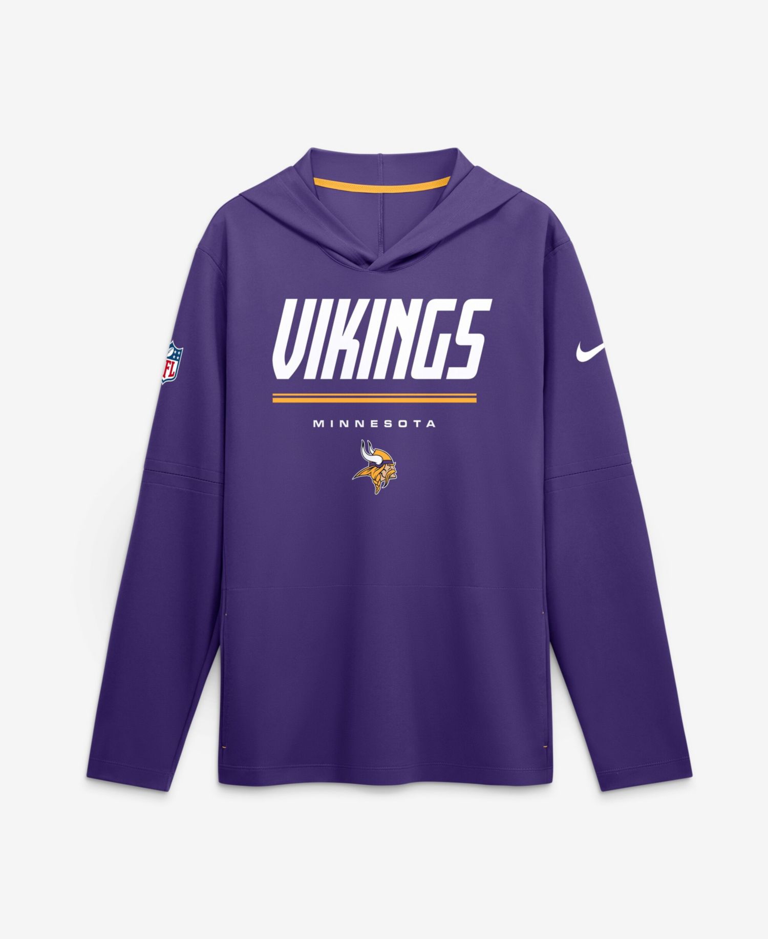 Men's Purple Minnesota Vikings Sideline Lightweight Long Sleeve Hooded Dri-FIT T-Shirt