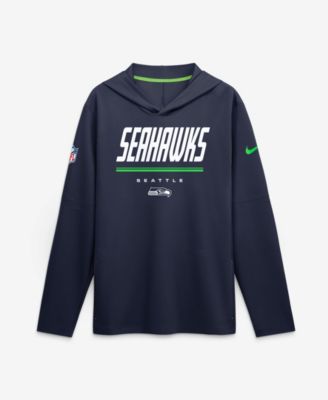 Men's College Navy Seattle Seahawks Sideline Lightweight Long Sleeve Hooded Dri-FIT T-Shirt