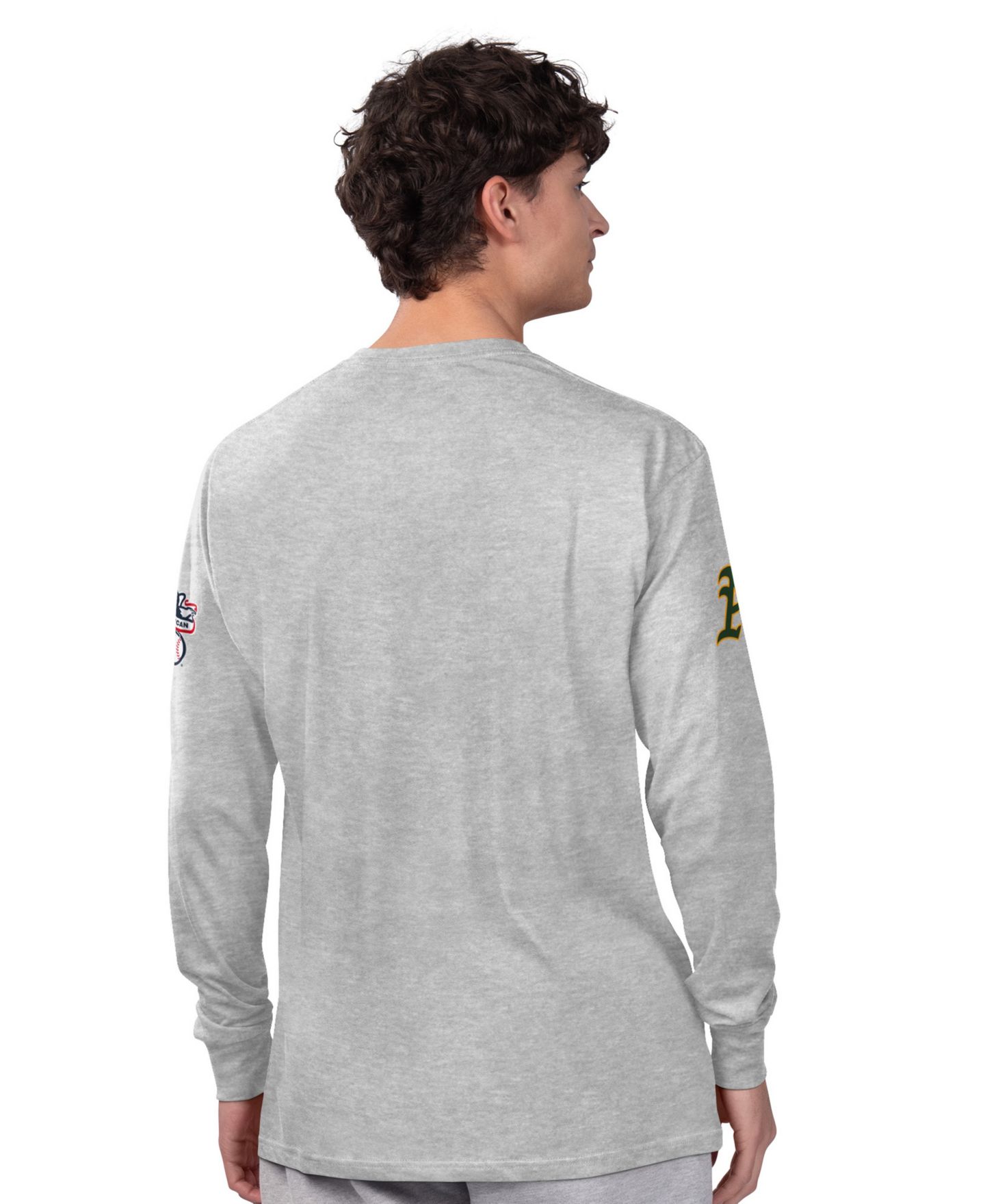 Мужские футболки Starter Heather Gray/Green Athletics Two-Pack Long Sleeve Short Sleeve T-Shirt Set — фото 5